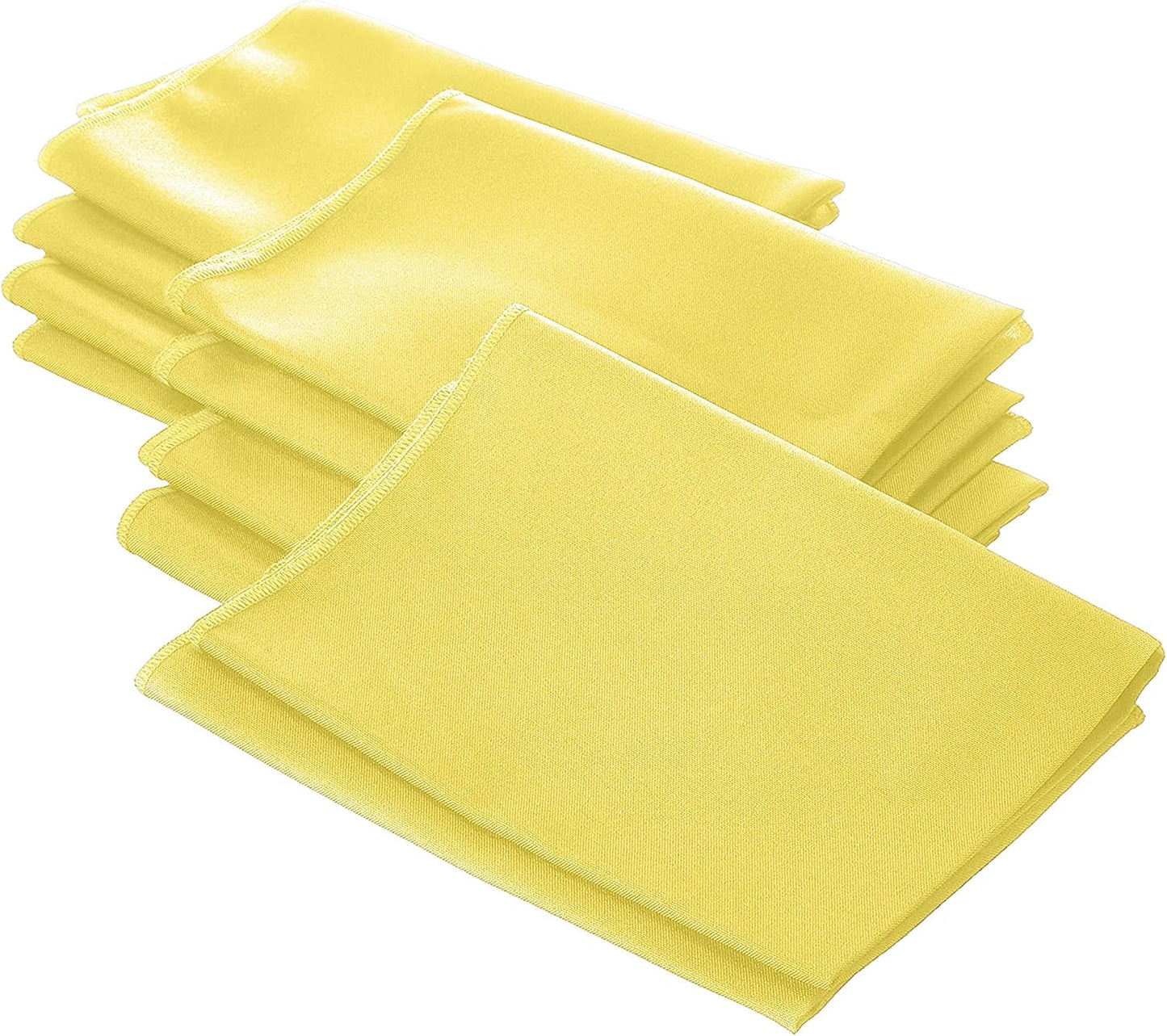LA Linen 10-Pack Poly Poplin Napkin, Soft Cloth Napkins, Washable Reusable Napkins, Stain and Wrinkle Resistance Table Napkins for Dinner, Wedding, Parties, 18 by 18-Inch, Yellow Light