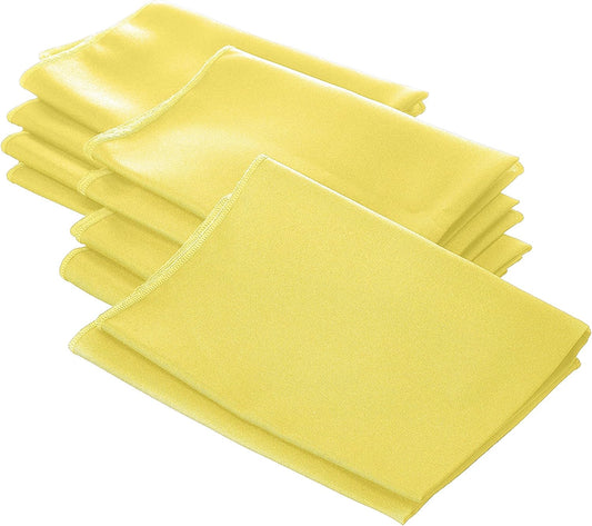 LA Linen 10-Pack Poly Poplin Napkin, Soft Cloth Napkins, Washable Reusable Napkins, Stain and Wrinkle Resistance Table Napkins for Dinner, Wedding, Parties, 18 by 18-Inch, Yellow Light