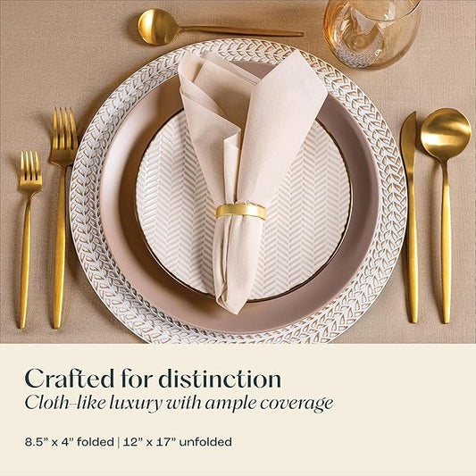 200-Pack Disposable Linen-Feel Blue Napkins, 12" x 17" Cloth-Like Paper Dinner Napkins For Wedding, Bathroom, Party Or Event