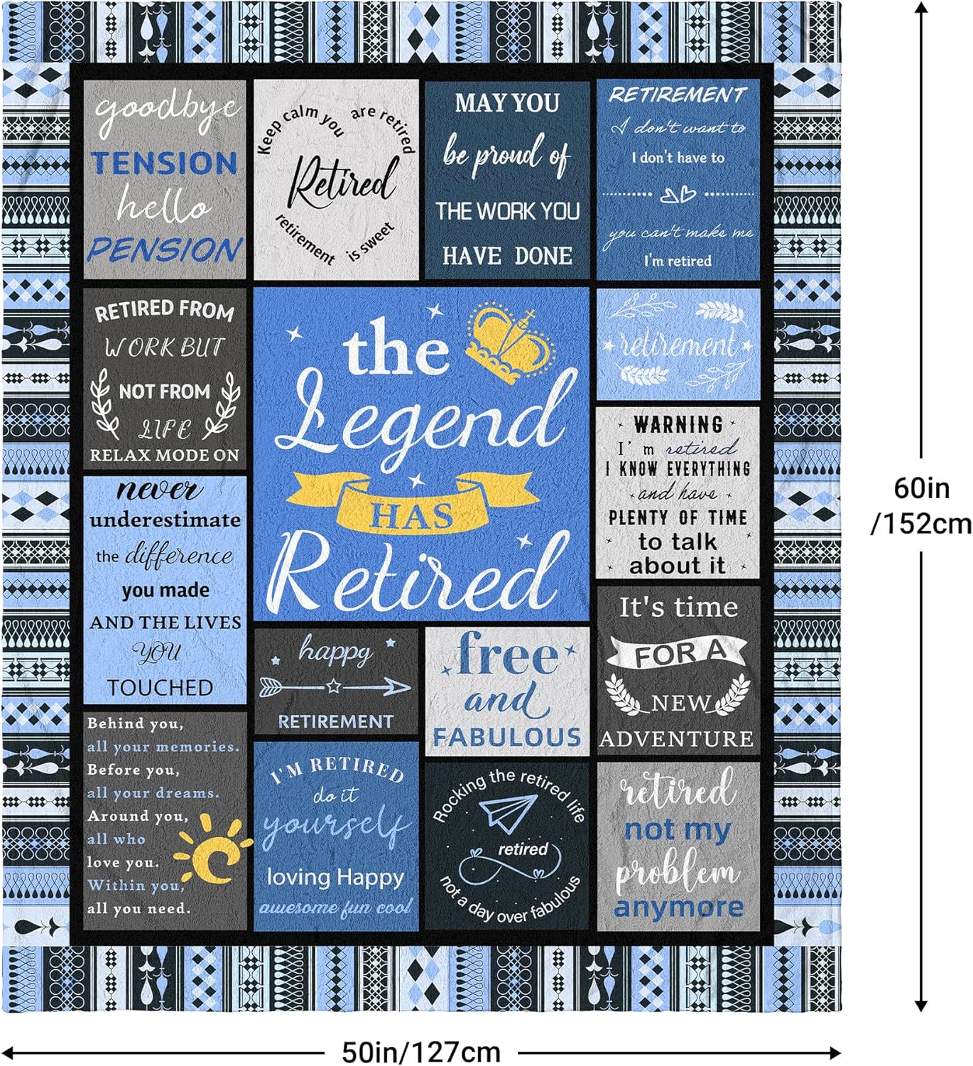 Funny Retirement Gifts for Men, Best Gifts for Retirement Men 2025, Retired Gift Ideas, Happy Retirement Present, Coworker Farewell Gift, The Legend Has Retired Soft Blue Blanket Throw 60"X50"