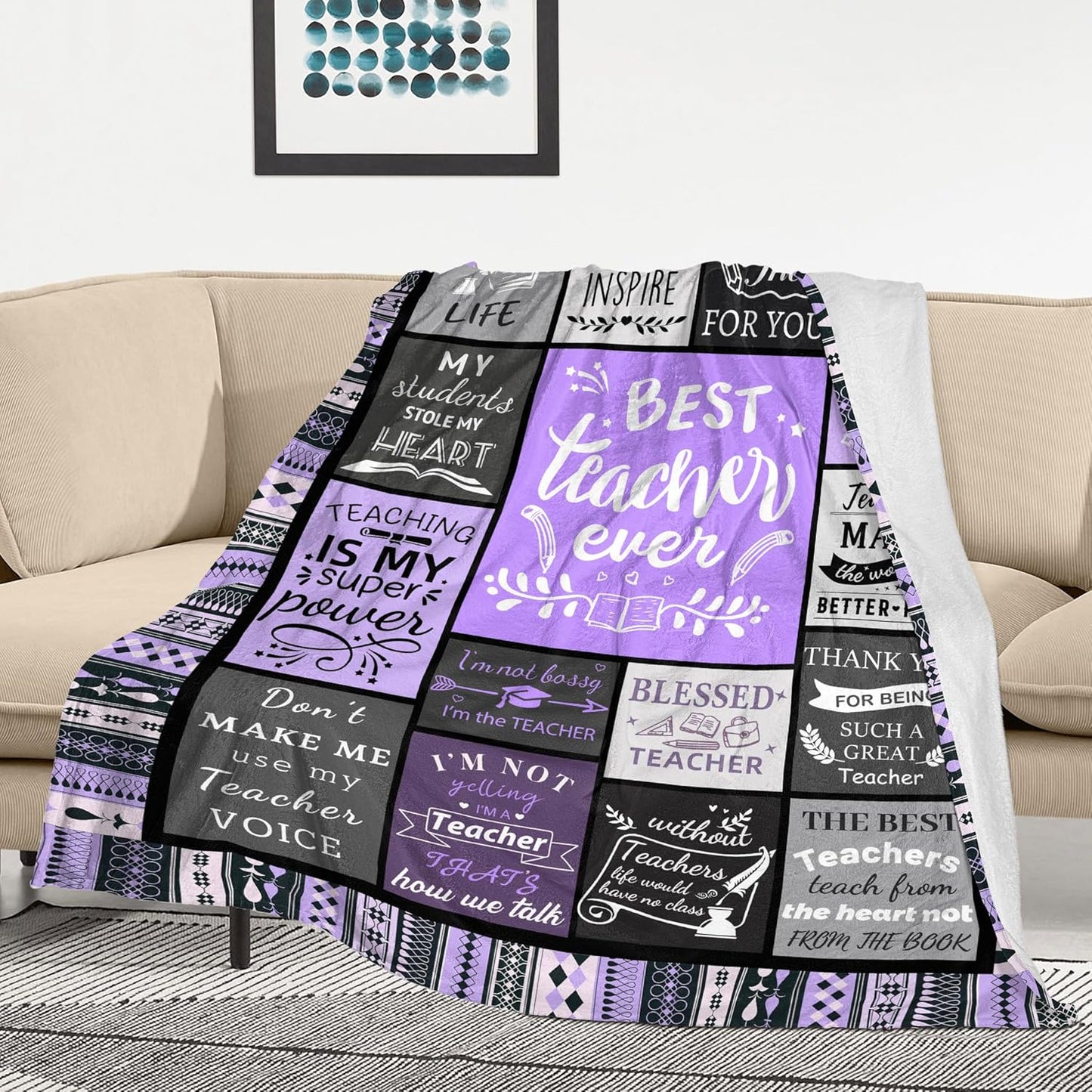 Teacher Appreciation Gifts, Teacher Gifts for Women, Gifts for Teachers, Best Teacher Birthday Gifts, Cool Teacher Retirement Gifts, Funny Teacher Gift Ideas, New Teacher Gifts Purple Blanket 60"X50"