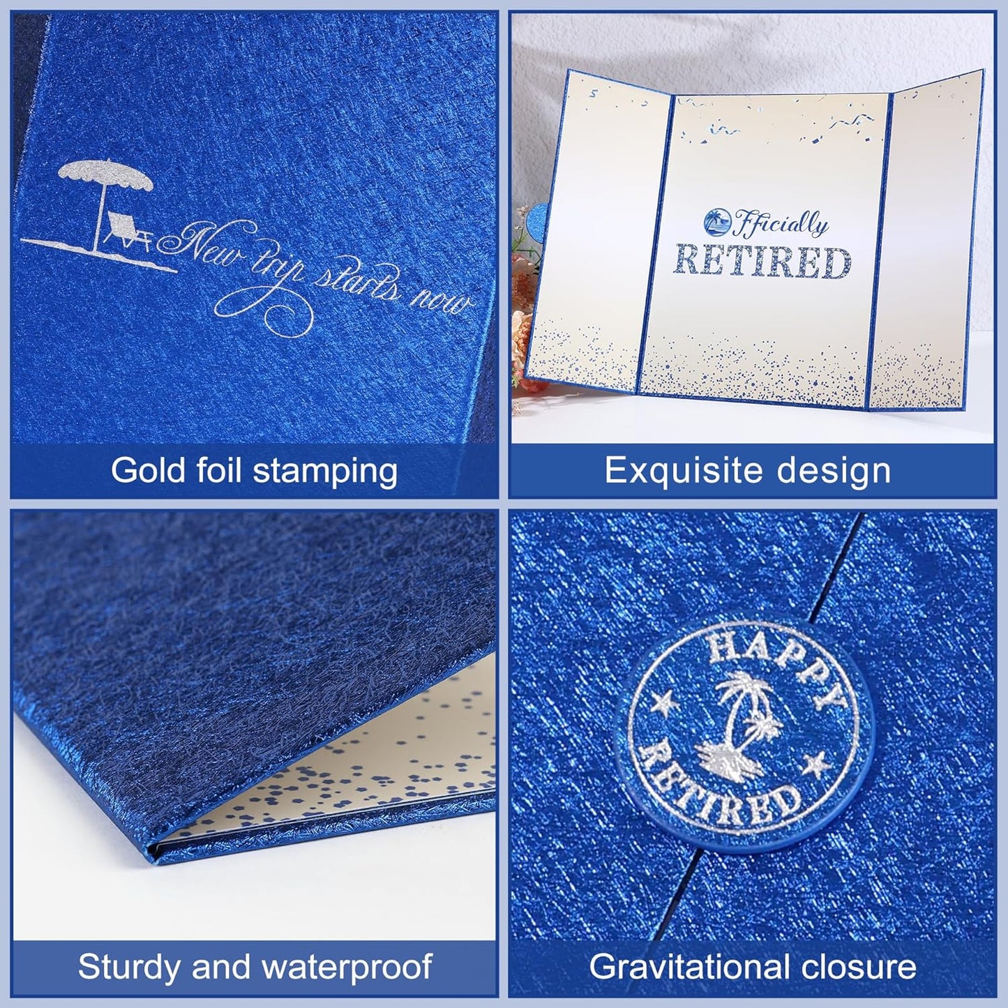 Blue Silver Retirement Party Decorations Large retirement Card Signing Guest Book Creative retirement Card for Men Women