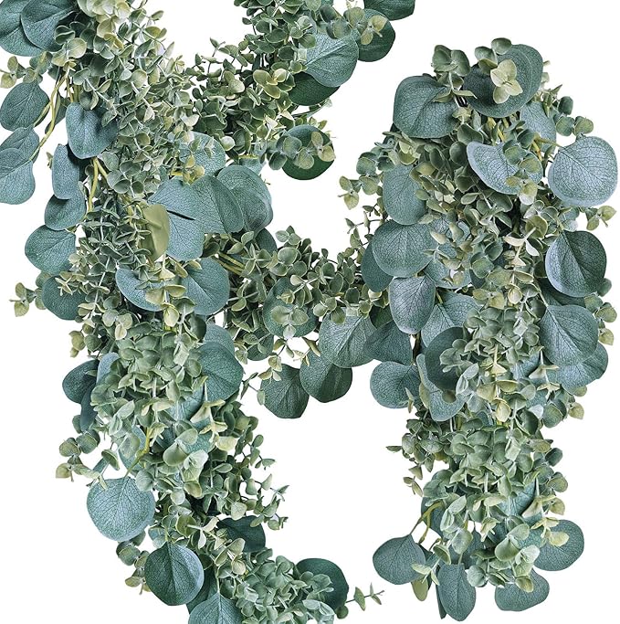 8.3' Long Faux Eucalyptus Greenery Garland - Silver Dollar Eucalyptus for Wedding Arch, Swag, Backdrop, Doorways, Mantel, Table Runner - Indoor/Outdoor