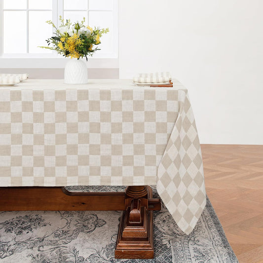 Linen World 100% Linen Gingham Tablecloth,60x90Inch Buffalo Check Table Cloth,Tablecover for Wedding,Dining,Decorative Fall Halloween Christmas Thanksgiving Tablecloth
