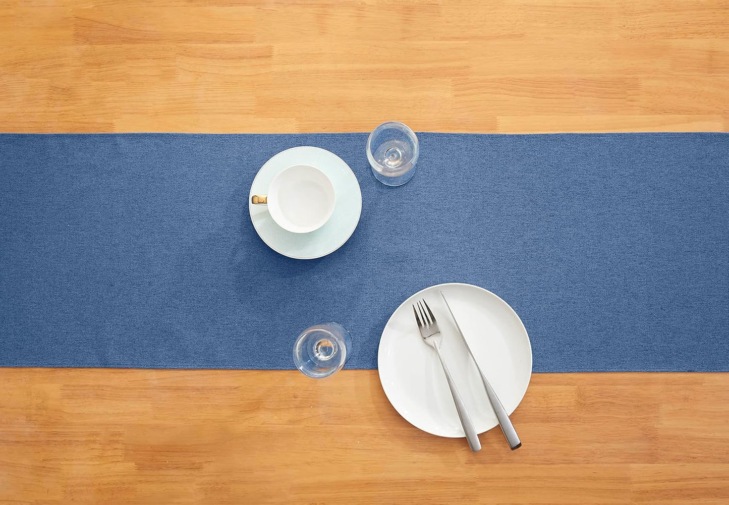 Vintage Blue Table Runner 13 x 90 Inches Long, Cotton Linen Table Linen for Memorial Day, Spring, Easter, Summer, Party, Wedding, Daily Kitchen Dining Home Decor (13" x 90", Vintage Blue)
