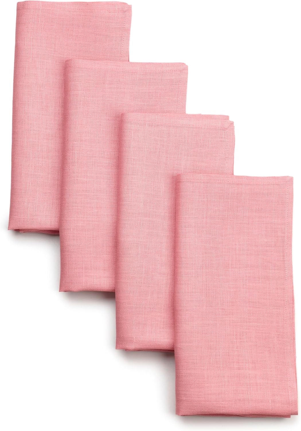D'Moksha Homes Dusty Pink Linen Napkins 18 x 18 Inch - 100% Pure Linen Cloth Washable Dinner Napkins Set of 4 for Fall, Thanksgiving, Holiday
