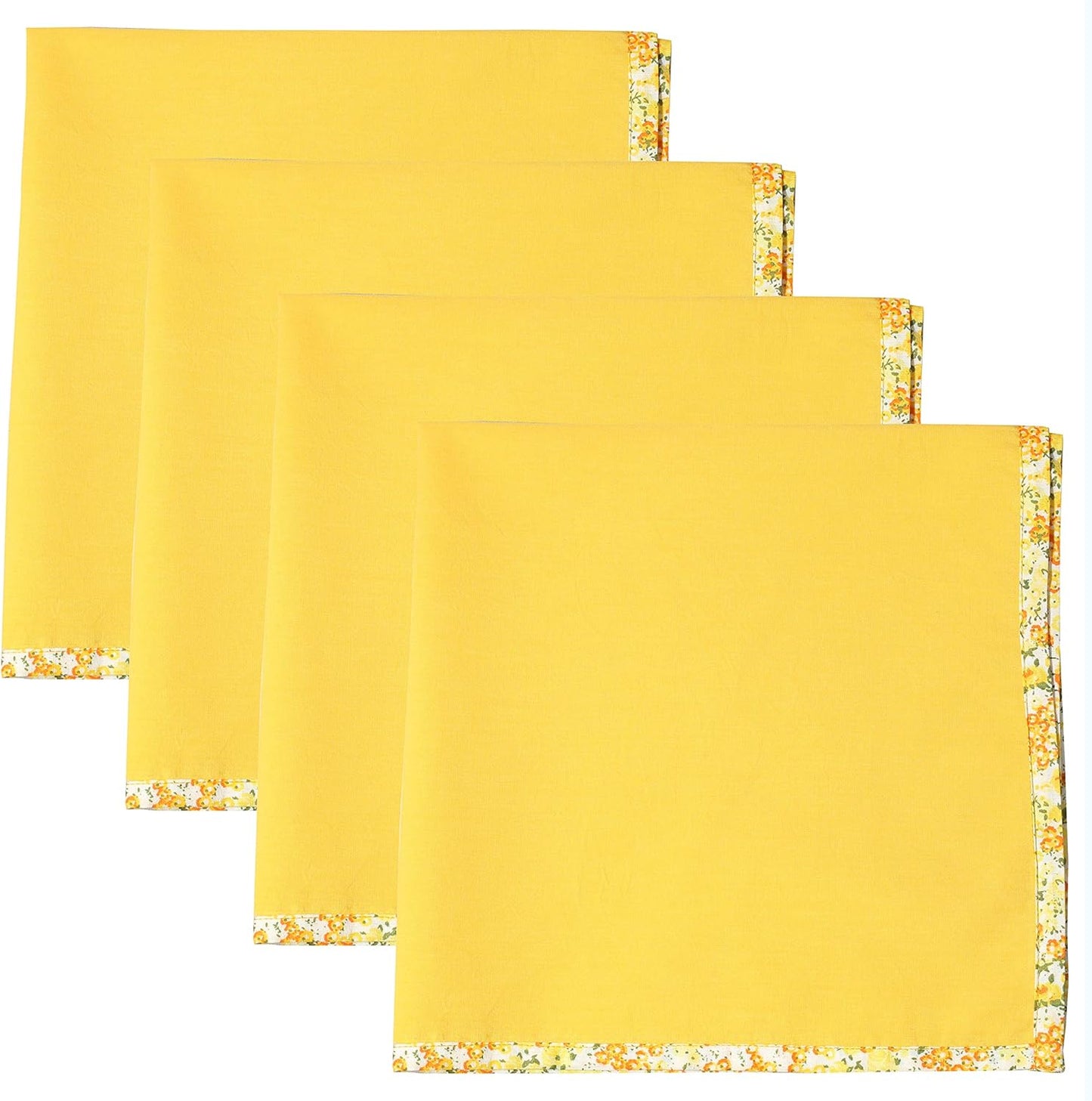 Indtresor Indian Heritage Fabric Cotton Table Linen Reversible Set Runner Napkins Mats in Yellow Orange