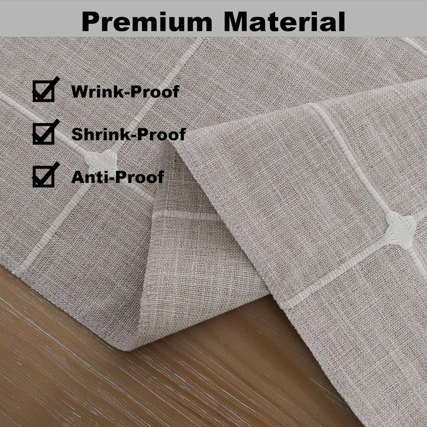 Gernaice Boho Table Runner, Modern Plaid Cotton Linen Farmhouse Table Runners for Holiday Wedding Dining Living Room Bedroom Home Decor, 108" L X 13" W Brown
