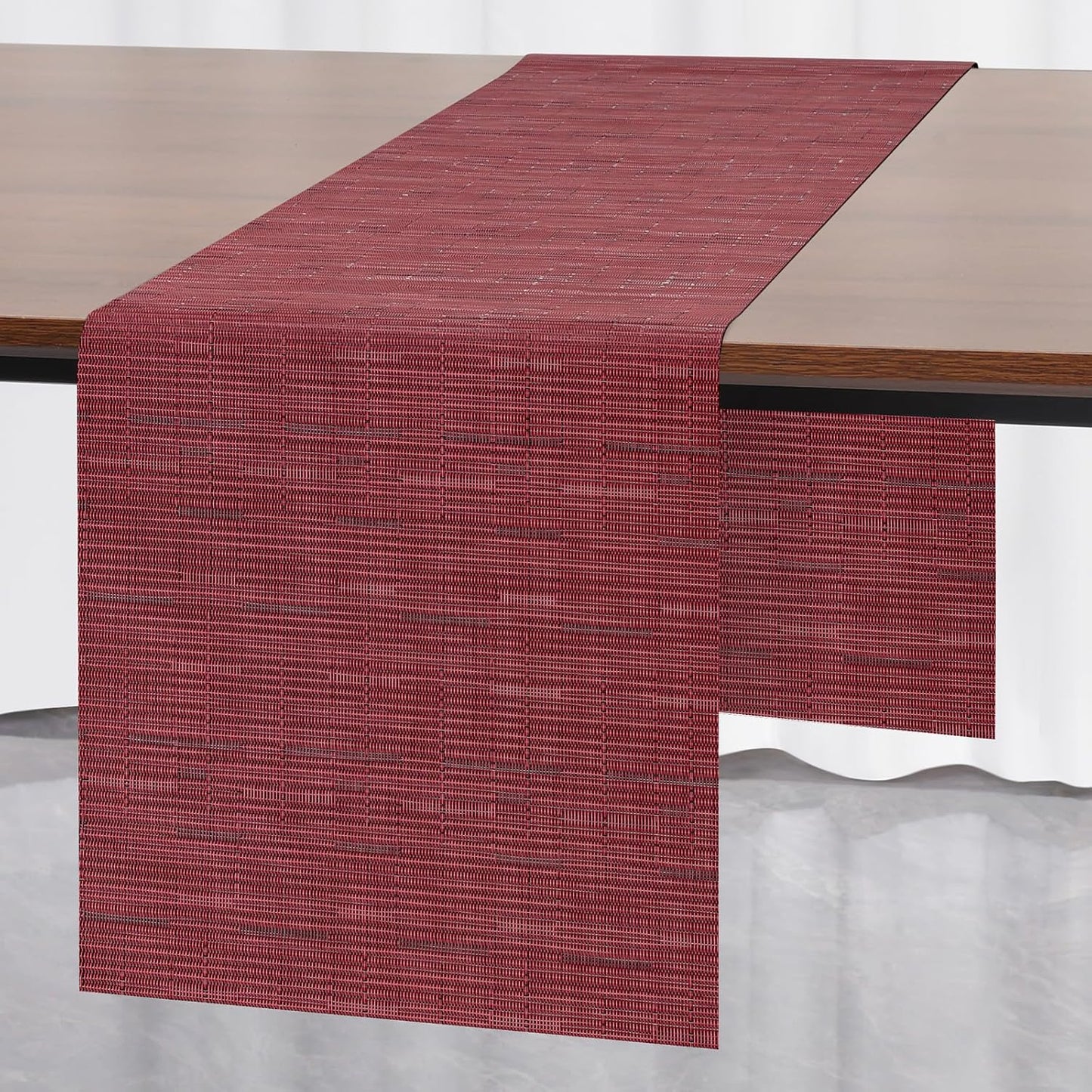 Myir JUN Table Runner, Vinyl Table Runner Indoor Arbitrarily Cropped Runner for Table Heatproof for Home Party (Red, 12 x 94 inch)