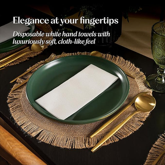 Disposable Linen-Feel Guest Hand Towels [MEDIUM SIZE - Pack of 3000] - Cloth-Like Hand Bathroom Napkins - Soft and Absorbent Paper Napkin for Kitchen, Bathroom, Party, Wedding, Or Event