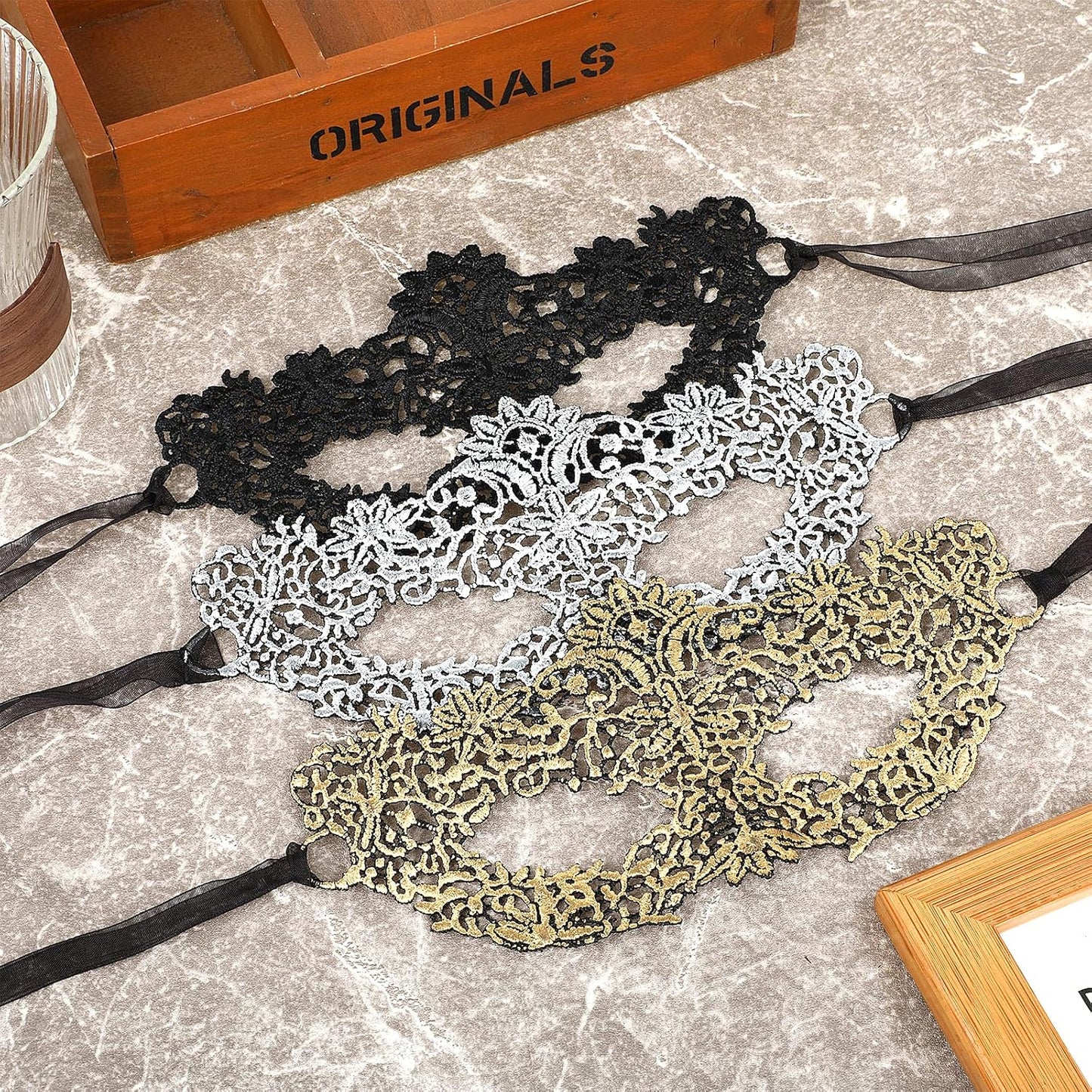 3 Pcs Adult Masquerade Mask Mysterious Fun Lace Masks for Couples Women Man Lace Headpiece Disguise for Costumes