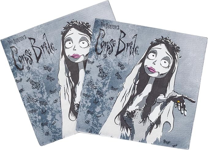 Silver Buffalo Tim Burton's Corpse Bride 32 Pack Partyware Disposable Paper Plates and Napkins