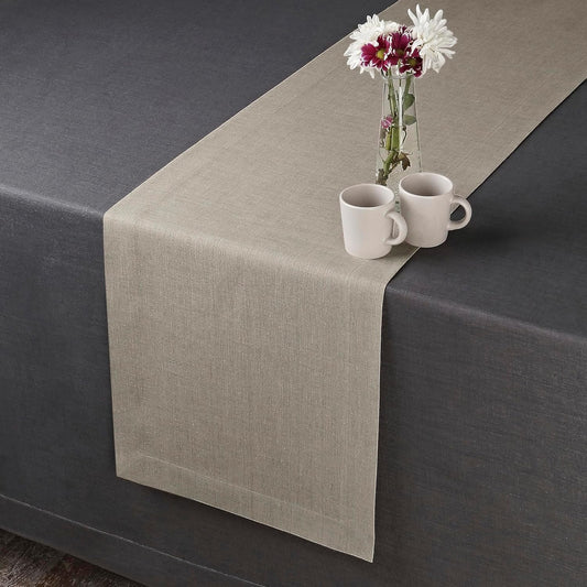 D'Moksha Homes Linen Natural Table Runner 120 Inches Long - 100% Pure Linen Dining Table Runner 14 x 120 Inch for Fall, Autumn and Halloween - Machine Washable