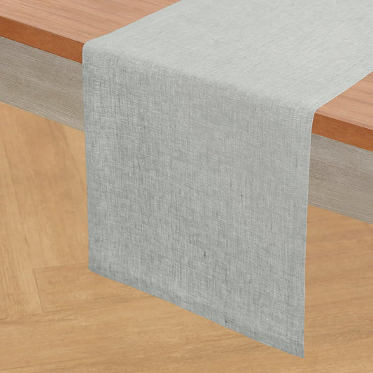 Solino Home Linen Table Runner 108 Inches Long - Athena, 100% Pure Linen Chambray Grey Table Runner 14 x 108 Inch for Dining, Fall, Autumn, Halloween, Thanksgiving