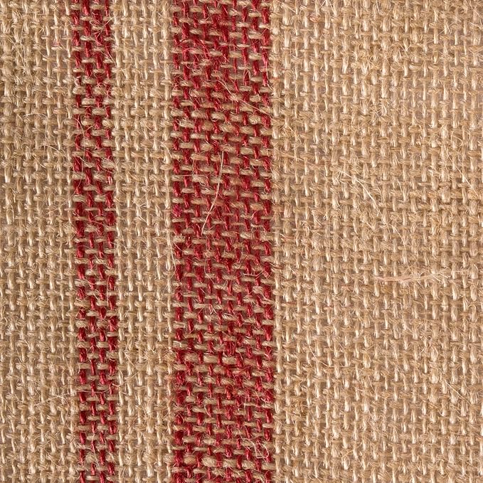DII Jute Burlap Collection Kitchen Tabletop, Table Runner, 14x108, Double Border Barn Red