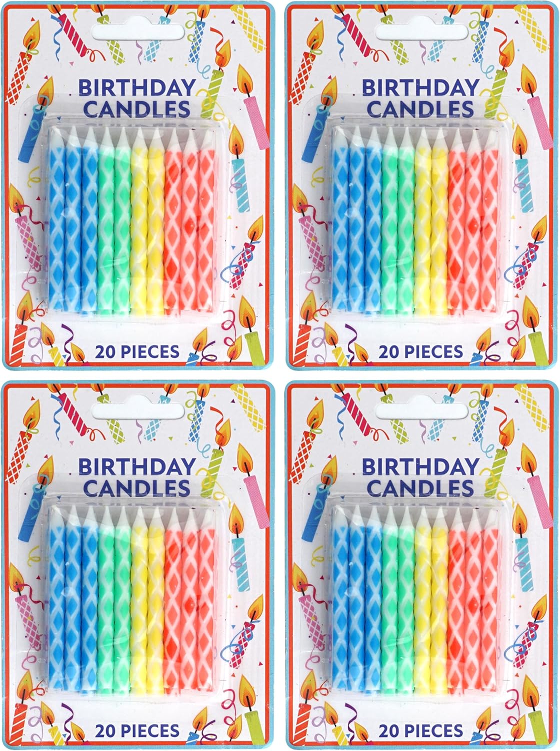 Birthday Candles Multicolored Diamond 80-Count, Birthday Candles for Cake, Cupcake Candles, Party Celebration