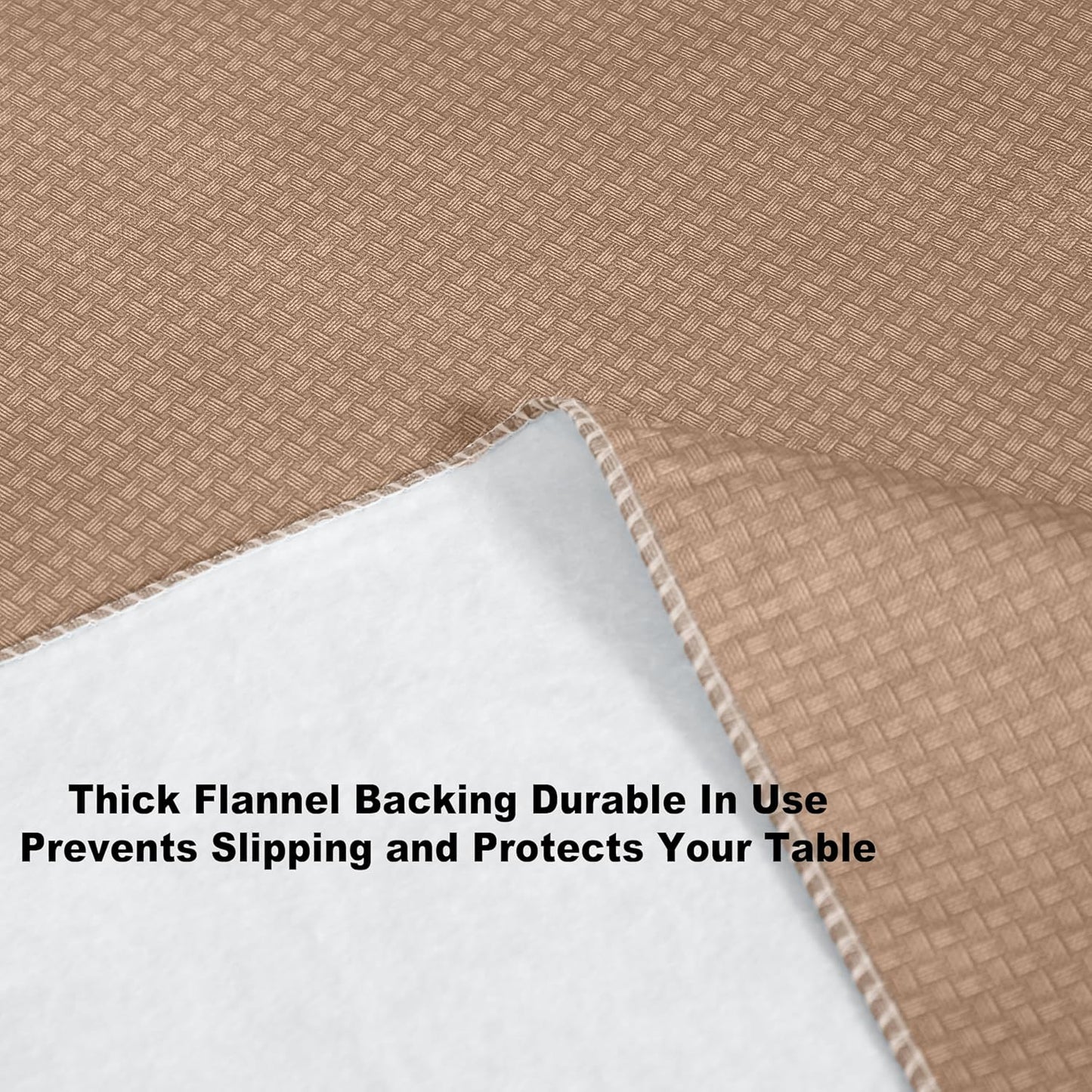 Newbridge Basketweave Vinyl Flannel Backed Tablecloth, 70 Inch Round, Taupe, Basket Weave Textured Indoor Outdoor Waterproof Table Cover for Patio, Kitchen, Dining