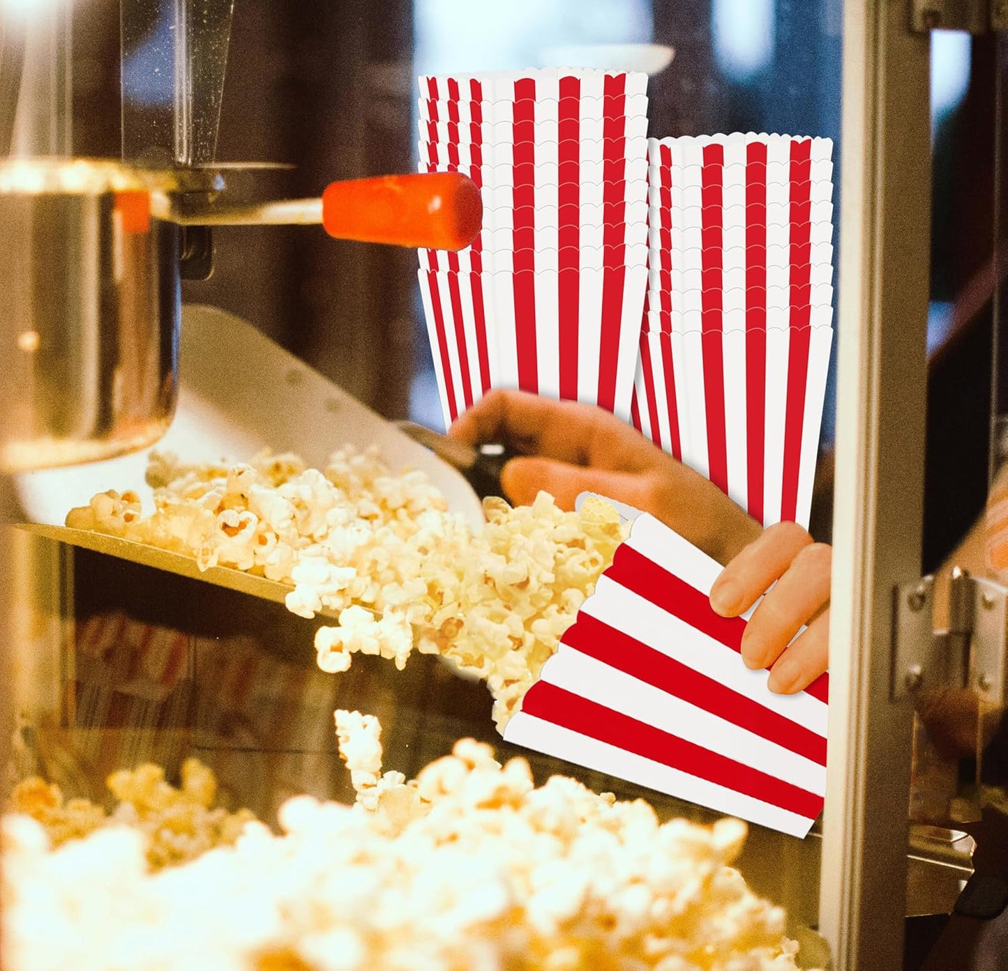 36 Pcs Red and White Striped Popcorn Boxes Red Popcorn Boxes 2 x 4.5 x 2.7 inch Mini Popcorn Boxes Cardboard Popcorn Container for Party Disposable Snack Popcorn Boxes