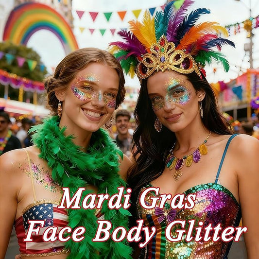 40 Colors Body Glitter, Mardi Gras Accessories Hair Glitter for Kids Women Glow in The Dark, Eyeshadow Face Sparkles, Makeup Festivals, Raves, Anime Cosplay, Concerts Face Paint Valentines Day Gifts