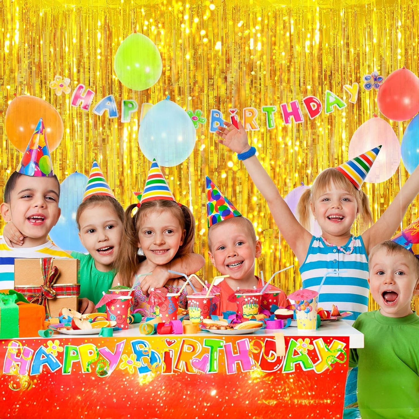Streamer Party Decorations - 3.28 ft x 6.56 ft Metallic Foil Fringe Curtains Party Streamer Photo Backdrop for Birthday, Wedding, Baby Shower & Holiday Decor