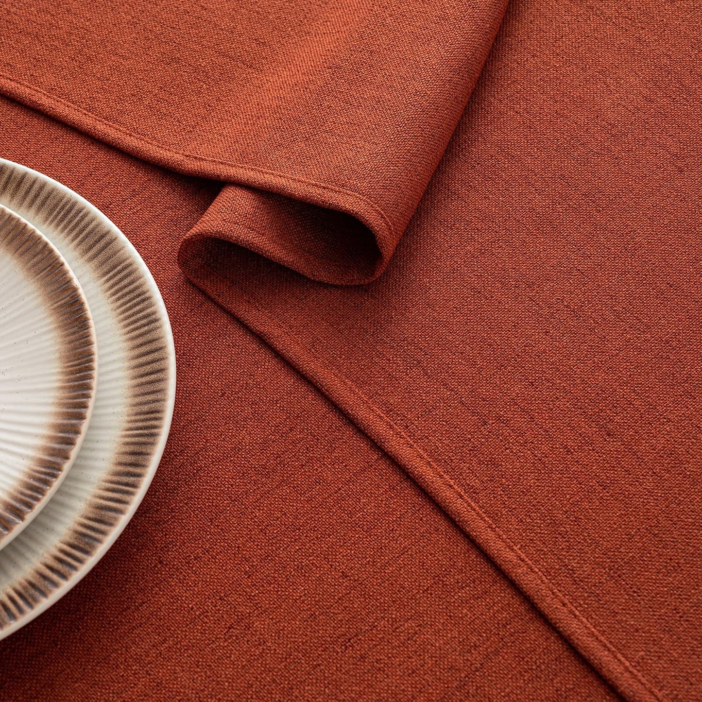 MIULEE Burnt Orange Linen Tablecloth Fall Thanksgiving 52x70 Inch Rectangle Table Cloth Waterproof,Stain Resistant & Wrinkle Resistant for Dining Party Wedding