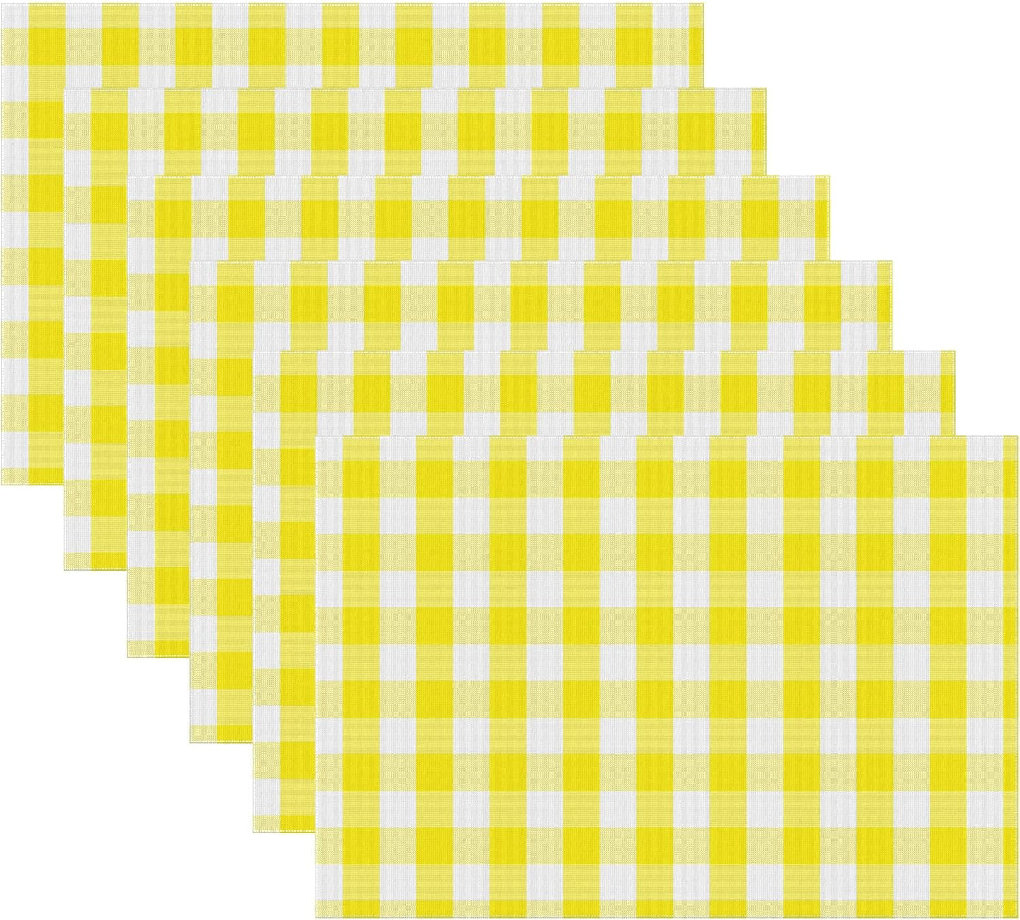 Urban VillaPlacemats for Dining Table 100% Cotton Placemats 14''x20'' Over Sized Tablemats Set of 6 Placemats Yellow/White Buffalo Check Tablemats for Family Dinners Wedding PartiesPlacemats