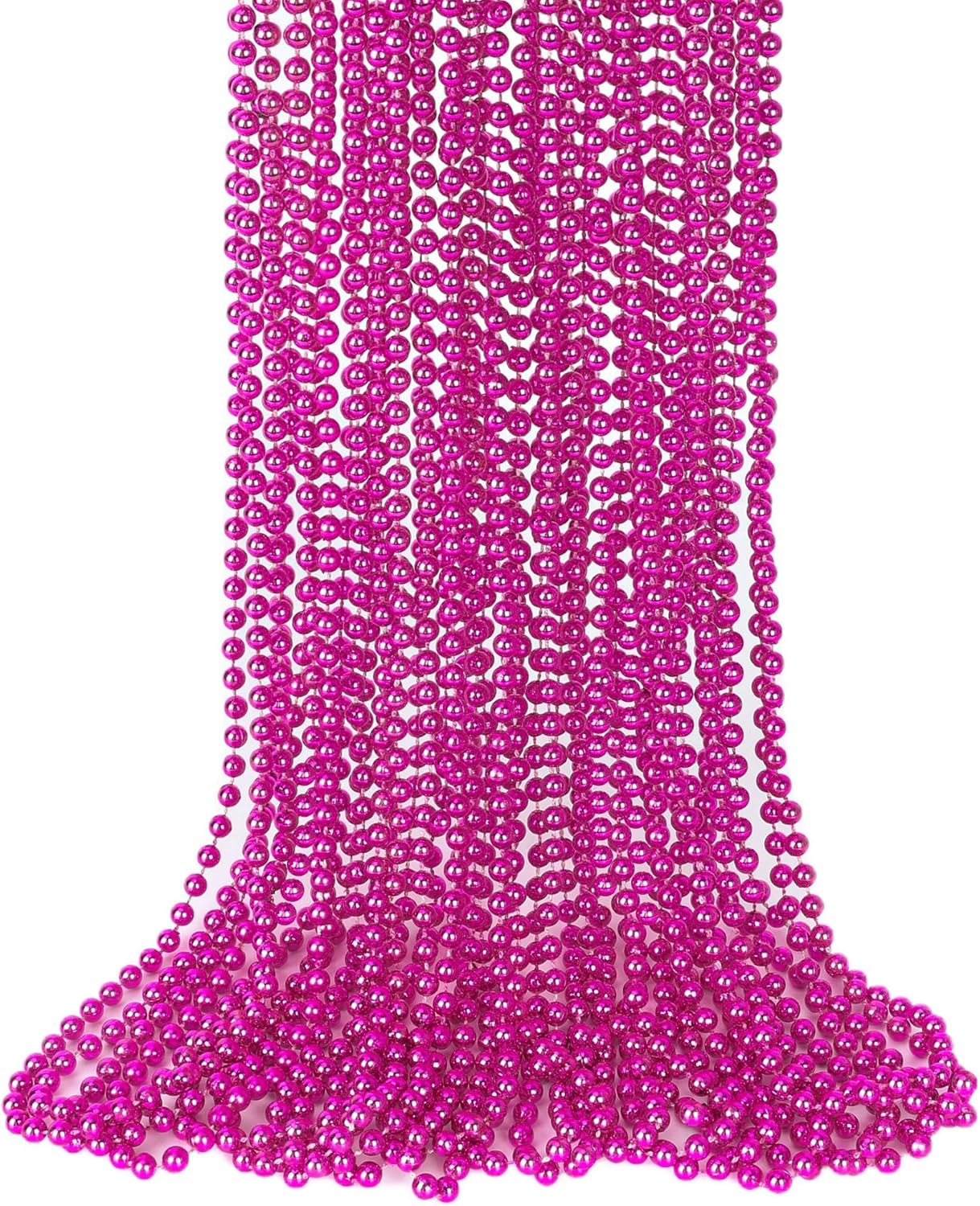 Breast Cancer Awareness Accessories, 15PCS Metallic Rose Red Bead Necklace Party Favors, 33" Mardi Gras Christmas Necklace Stuff, Festival Parade Throw Accessories for Wedding Birthday Gender Reveal