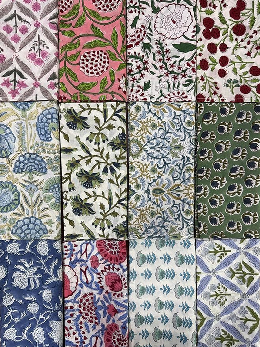 Napkins, Kitchen Towels, Table Decor, Table Linen, Cotton Cloth Border Napkins, Size 18"x 18", Hand Block Print Lunch, Dinner Napkins (Random Mix, Set of 4-18x18 Inch)