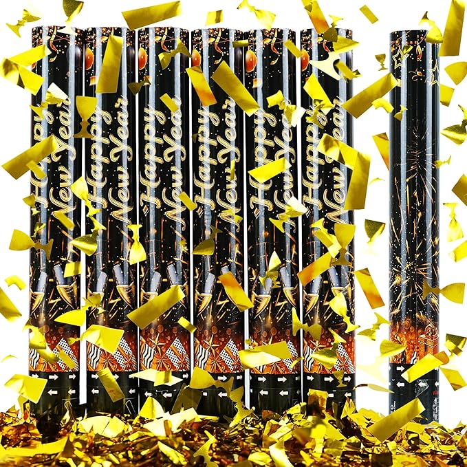 16 inch New Years Eve Party Supplies 2026 Confetti Poppers,Golden Confettis Cannons Bulk with Gold Paper &Cup Design for Xmas Party Favor Supplies New Year's Eve celebration