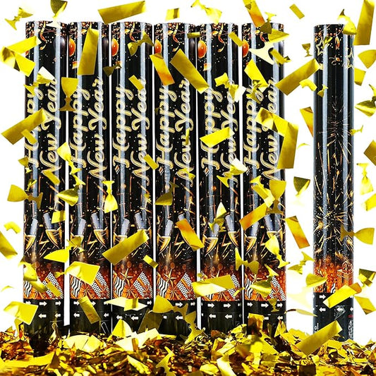 16 inch New Years Eve Party Supplies 2026 Confetti Poppers,Golden Confettis Cannons Bulk with Gold Paper &Cup Design for Xmas Party Favor Supplies New Year's Eve celebration