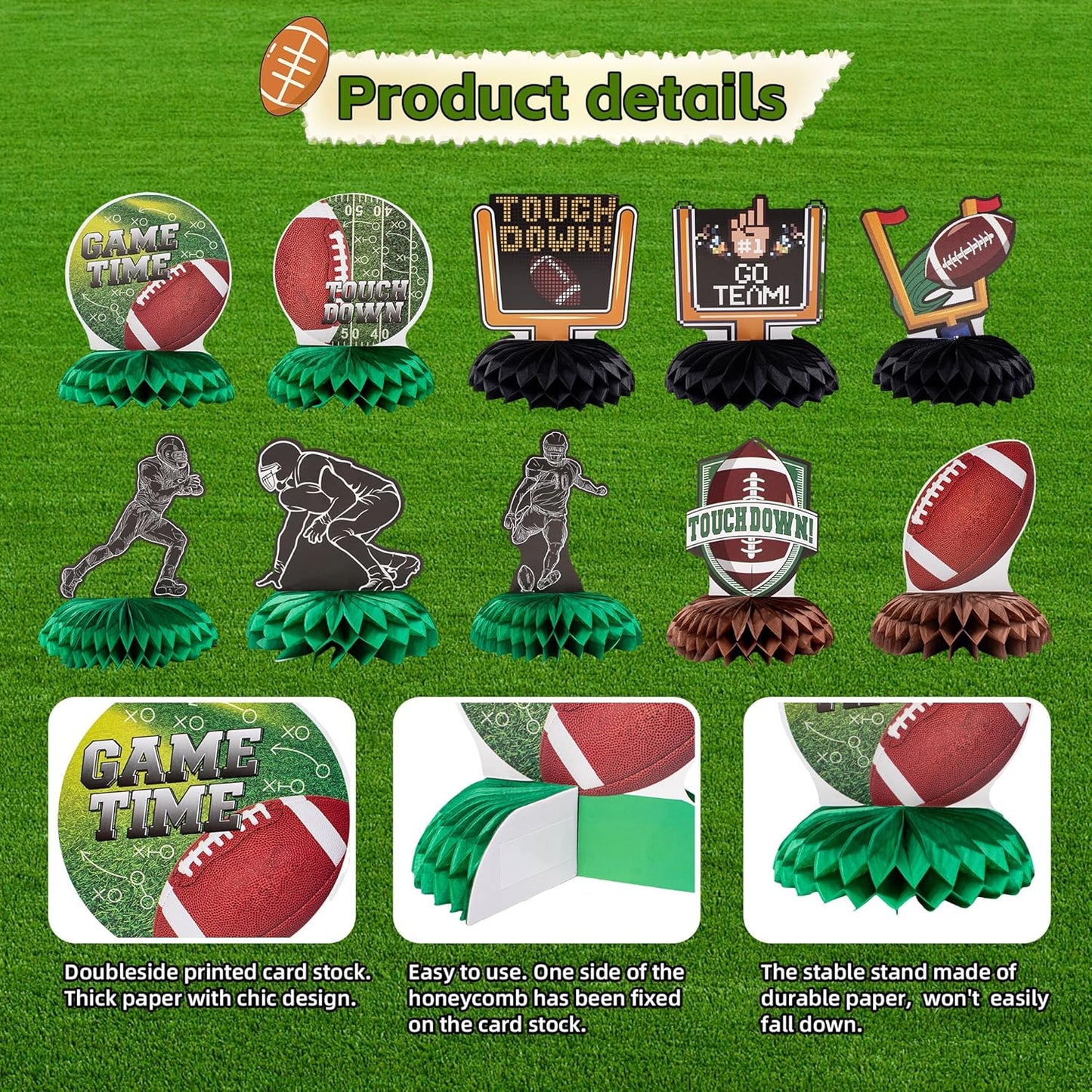 Football Party Table Decorations,Football Birthday Honeycomb Centerpieces Table Toppers,Game Day Party Table Decor Centerpiece Ornaments Supplies