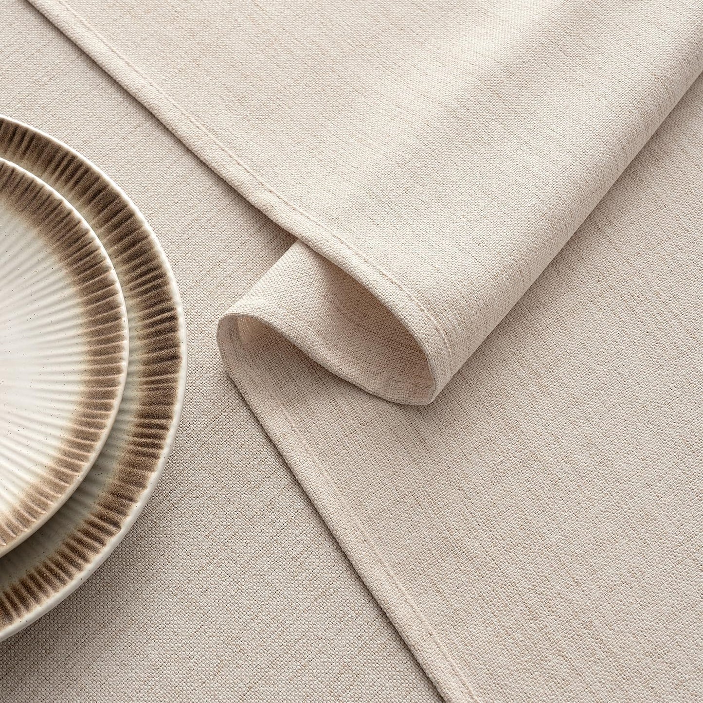 MIULEE Ivory Linen Tablecloth 60x104 Inch Rectangle Table Cloth Waterproof,Stain Resistant & Wrinkle Resistant for Dining Party Wedding