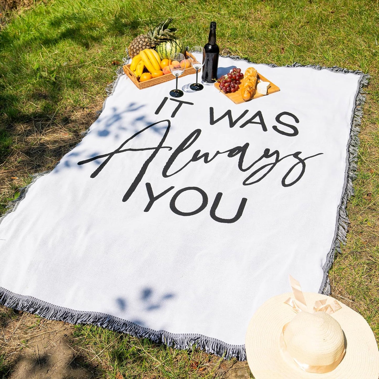 It was Always You Woven Blanket Super Soft Throw Blanket, Wedding Proposal Decorations for Outdoor, Proposal Tapestry Marry Me Sign, Ideal for Engagement Party Decoration, 51x71 in.