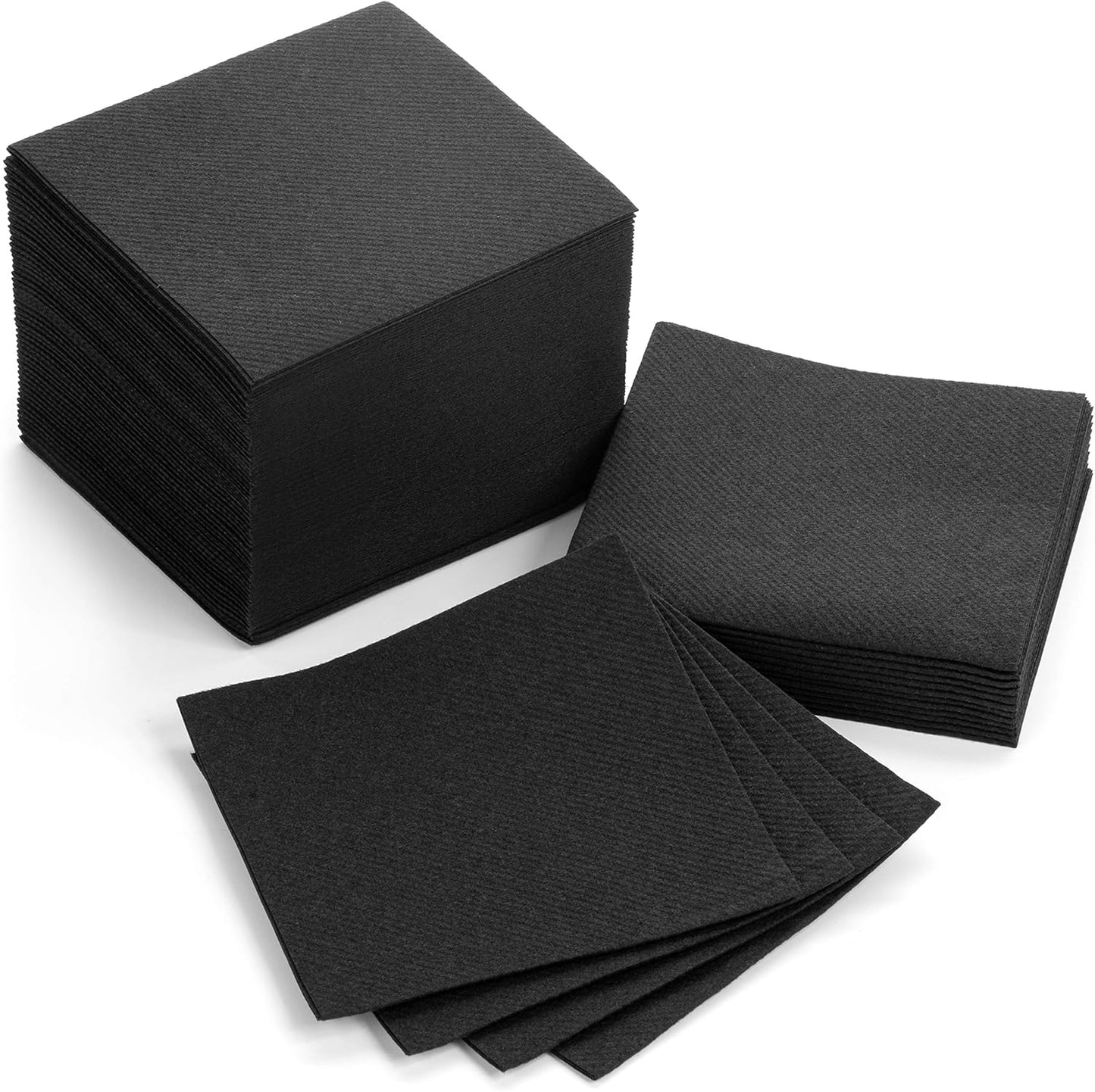 AMERICAN HOMESTEAD Black Cocktail Napkins - Premium 4.75"x4.75" Disposable Linen-Like Beverage Napkins - Bulk Square Party Bar Serviettes for Weddings, Parties, Events, and Everyday Use - 600 Count