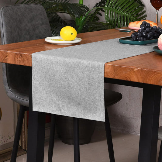 Table Runner 13 x 108 Inches Long, Cotton Linen Farmhouse Style Grey Table Linen for Kitchen Dining Coffee Table Parties Wedding Home Decor (Modern-Grey, 13” x 108”)