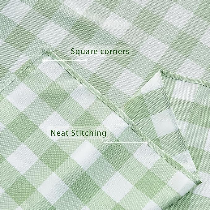 BALCONY & FALCON Gingham Table Cloth Rectangle – Machine Washable Wrinkle-Free Buffalo Checkered Tablecloth for 6ft 8ft Tables, Outdoor Picnic, Party, Kitchen Dining Decor (Green White, 57x118 Inch)