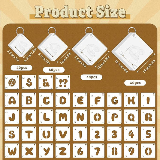 160Pcs Letter and Number Stencils Set for Painting,4&3&2&1Inch Reusable Alphabet Numbers Symbols Stencils Kit,Large&Small Plastic Stencils on Chalkboard Wood Signs Walls Fabric DIY Art Craft Project