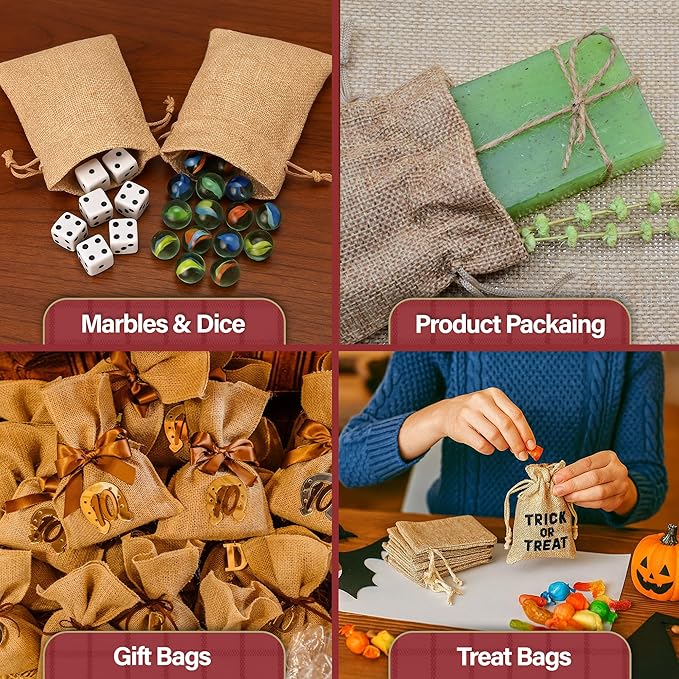 Mandala Crafts 8X10 Inch Royal Blue Burlap Drawstring Gift Bags for Favors - 20 Large Linen Sacks Gift Pouches for Candy, Coffee, Jewelry, Wedding, and Party Supplies