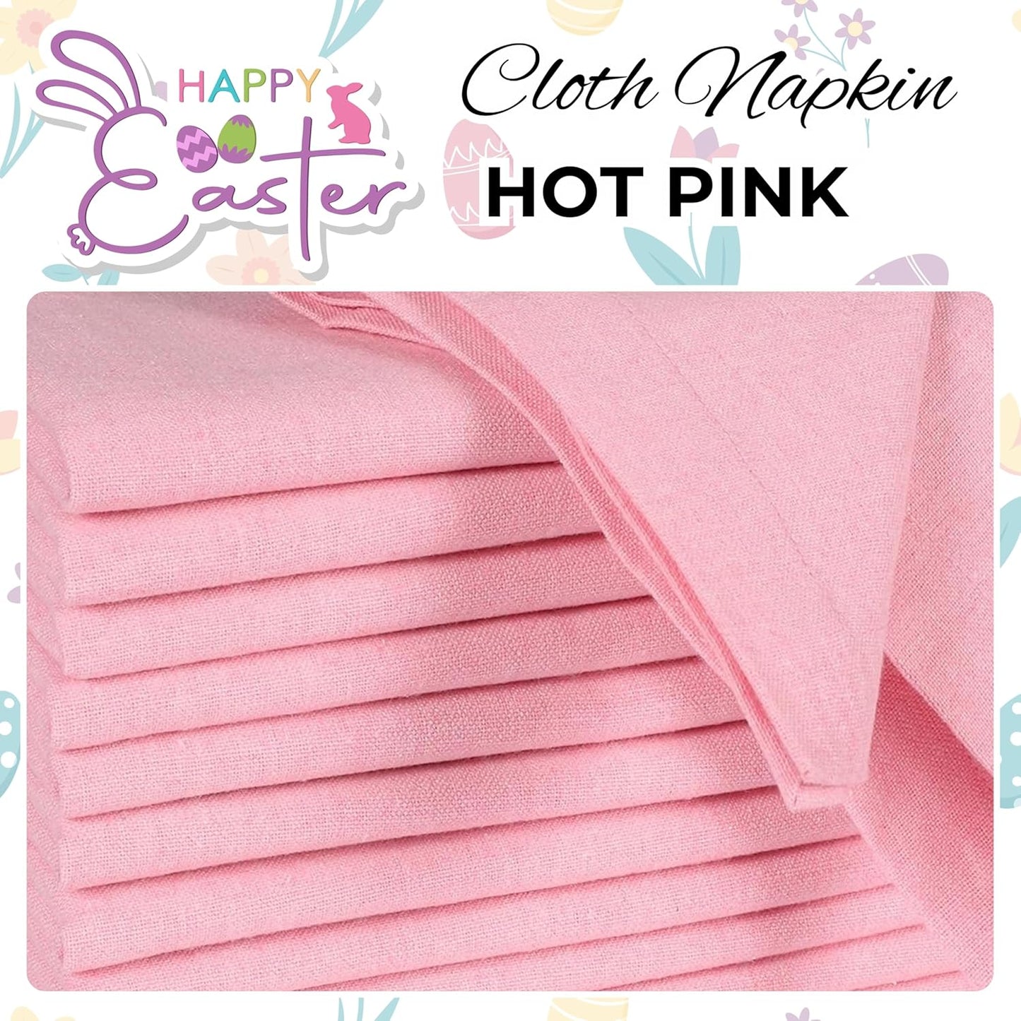 Homidate Cotton Cloth Napkins Set of 12 – 18x18 Baby Pink – Soft Machine Washable Fabric Napkins for Weddings, Thanksgiving, Christmas & Everyday Dining