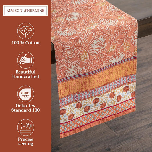 Maison d' Hermine Table Runner 100% Cotton Double Layer Table Runners 108 inches Long for Thanksgiving Christmas Decorations Home Kitchen Dining Party Wedding (Harvest Festival, 14.5" x 108")