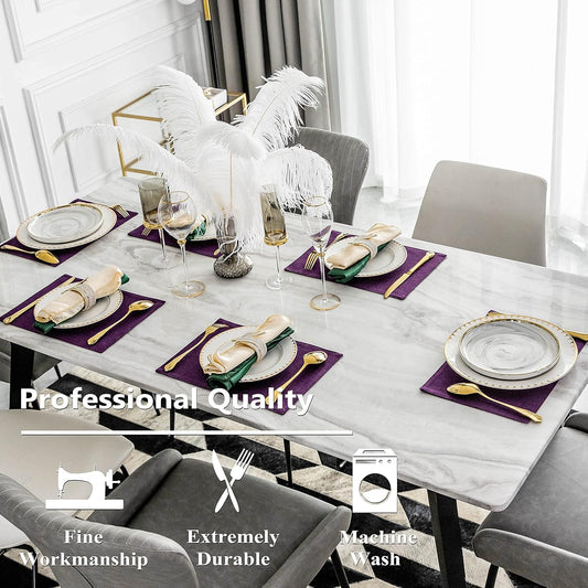 Home Brilliant Cloth Placemats Set of 4 Heat Resistant Dining Table Place Mats for Kitchen Table, 13 x 19 inches, Purple