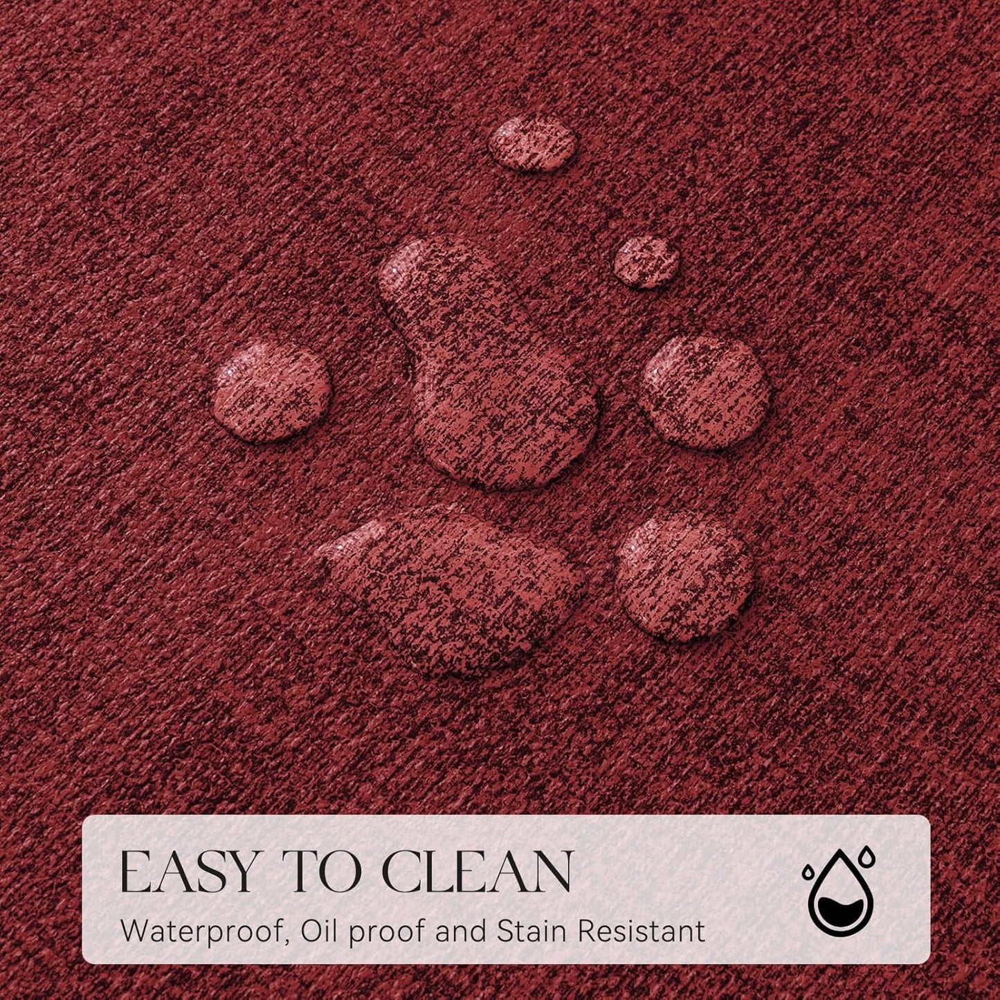 MOSAYT Faux Leather Christmas Placemats Set of 6, Heat Resistant Wipeable Washable Vinyl Place Mats with Coasters, Waterproof Oil Proof Table Mat for Kitchen Dining Party Indoor, 12" x 18", Red