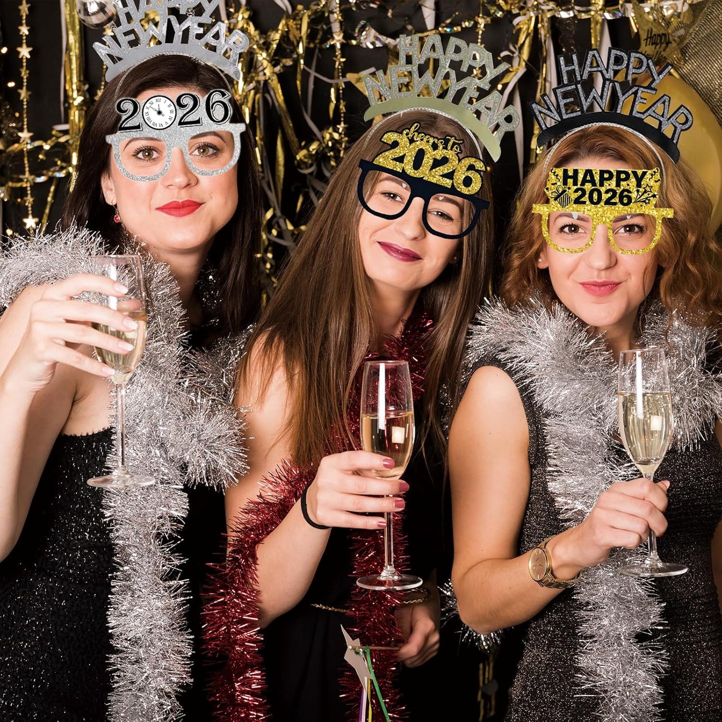 78PCS New Years Eve Party Supplies 2026,Happy New Year Headband,Glasses,Noise Makers Party Favors