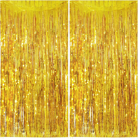 Streamer Party Decorations - 3.28 ft x 6.56 ft Metallic Foil Fringe Curtains Party Streamer Photo Backdrop for Birthday, Wedding, Baby Shower & Holiday Decor