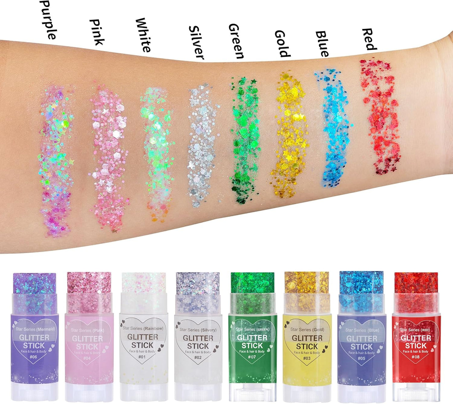 Pink Hair Glitter Stick, Chunky Sequins Body Face Glitter Singer Concert Outfits For Women,Halloween Body Paint for Kids,Waterproof Shimmer Music Festival Pink Out Accessories for Spirit Week