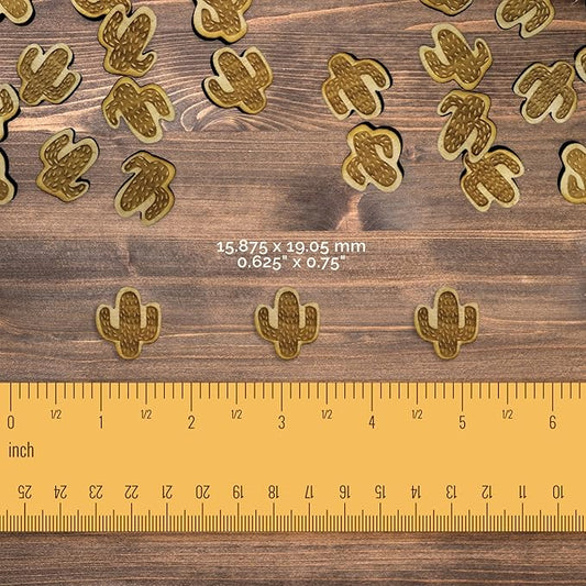 Confetti - Engraved Wood - Rustic Wooden Wedding Decor Party Table Scatter Decorations (Cactus)