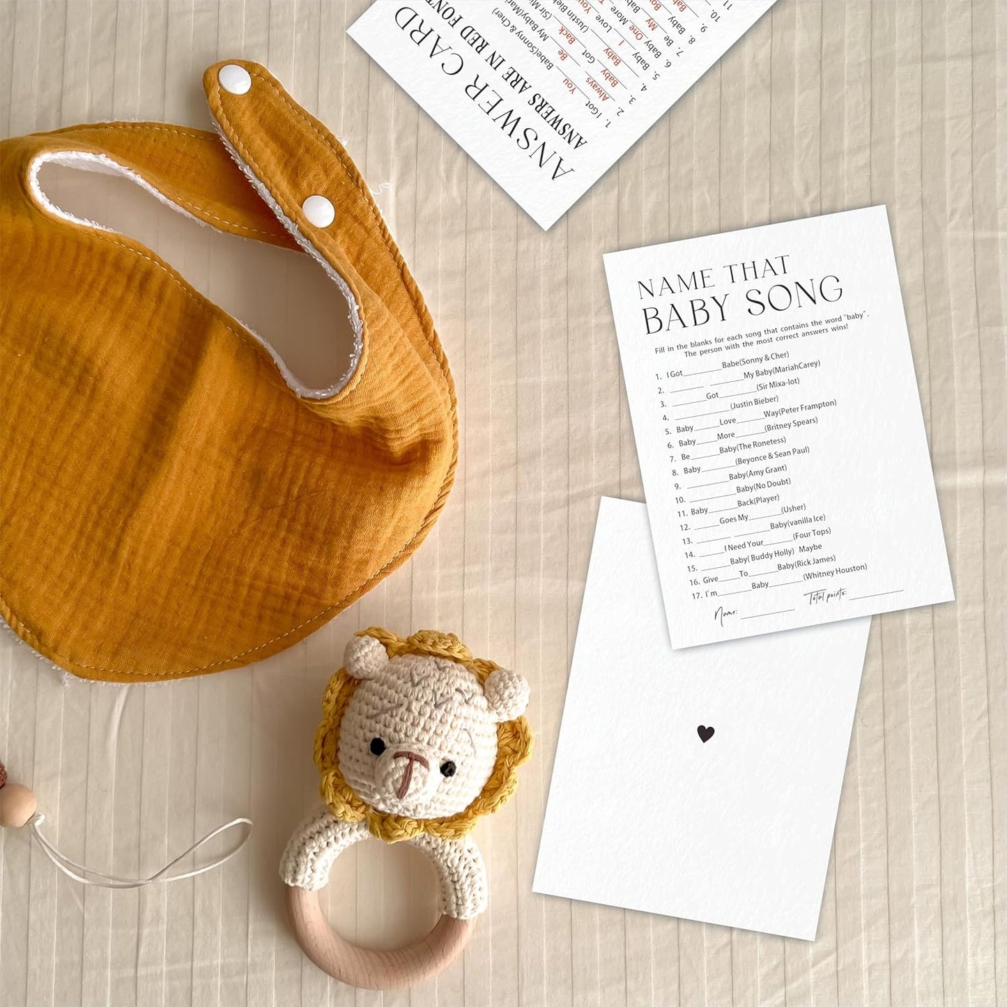 30 Name That Baby Song Game Cards For Baby Shower Game & Activity - Minimalism Double-Sided Fill In Style Game Cards, Gender Neutral，Baby Shower Party Favors & Decorations -C07
