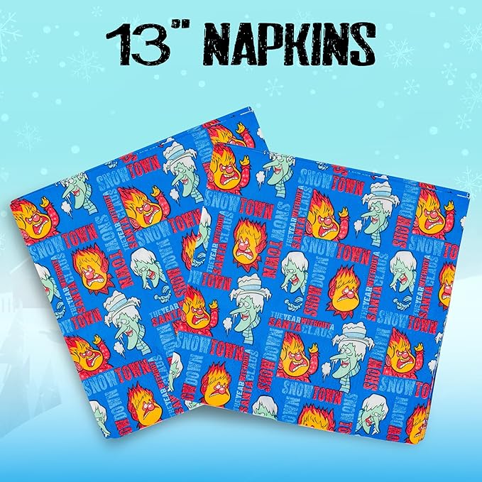 Silver Buffalo The Year Without a Santa Claus Heat Snow Miser Christmas 32 Pack Partyware Disposable Paper Plates and Napkins