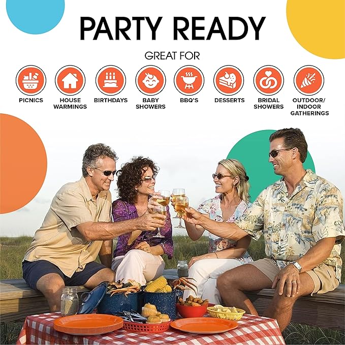 Exquisite Party Solids Orange Paper Plates Disposable Heavy Duty 7 Inch Orange Disposable Plates For Party 100 Pcs Heavy Duty 350 GSM, Birthday Supplies