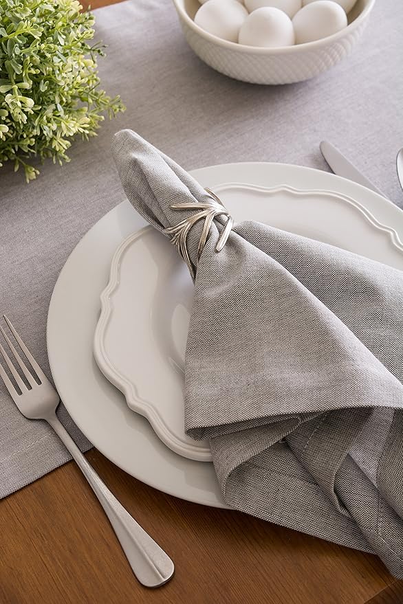 DII Chambray Kitchen, Tabletop Collection, Gray, 14x108 Table Runner